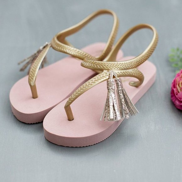 *CASSIA FLIP FLOPS IN ROSE AND GOLD* - Picture 1 of 4